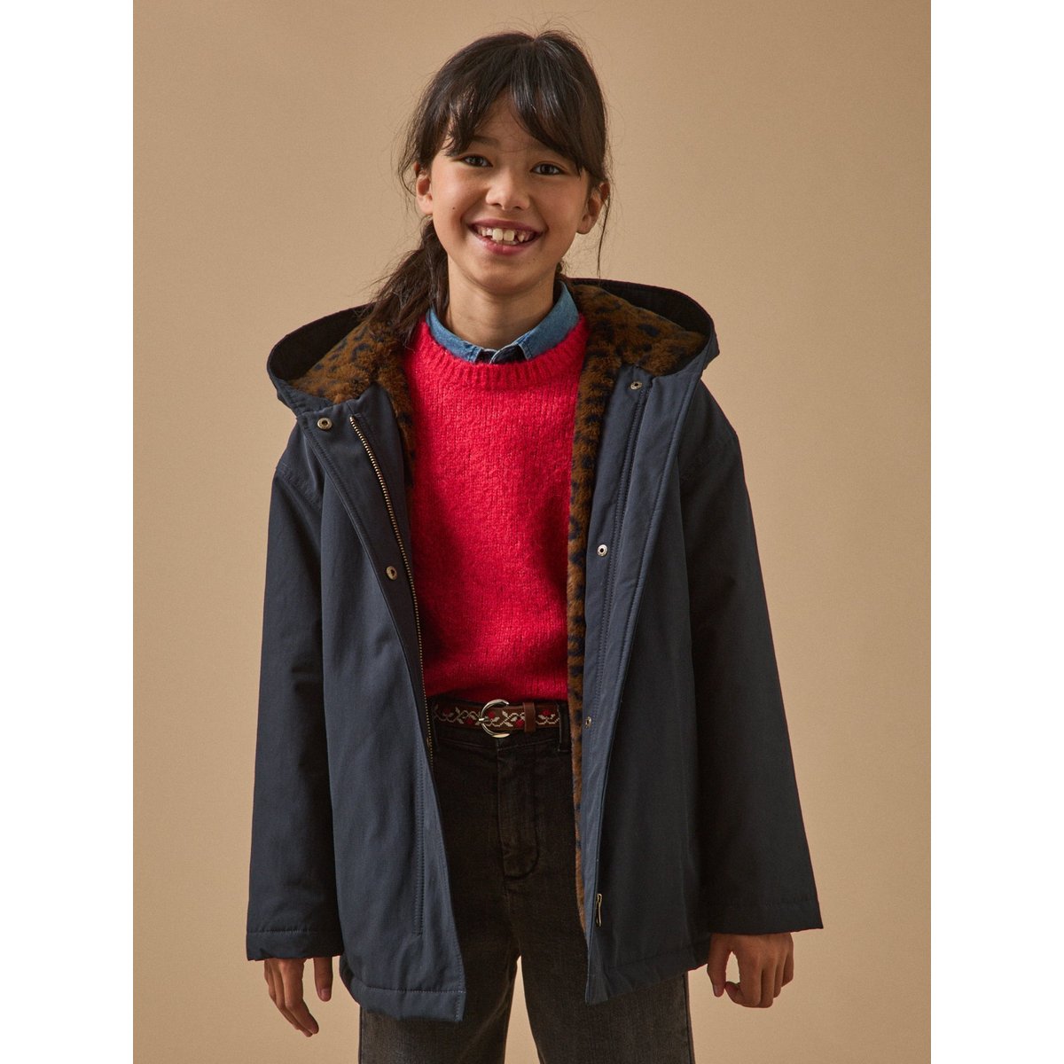 Parka doublée léopard marine, CYRILLUS