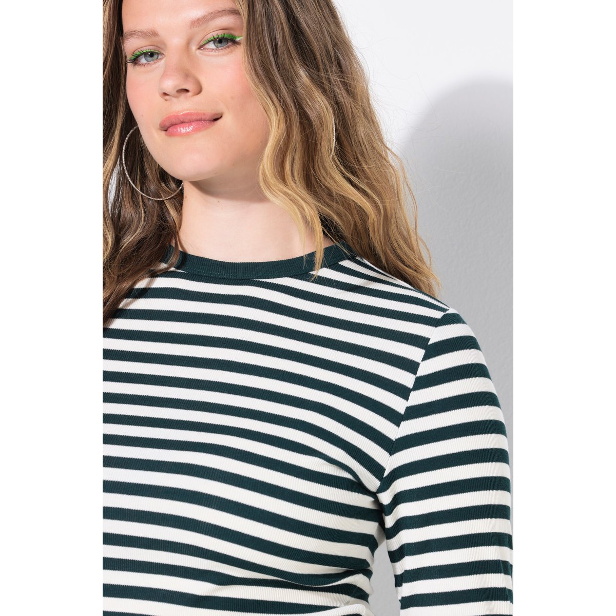 T-shirt coupe slim en jersey rayé vert minuit, STUDIO UNTOLD
