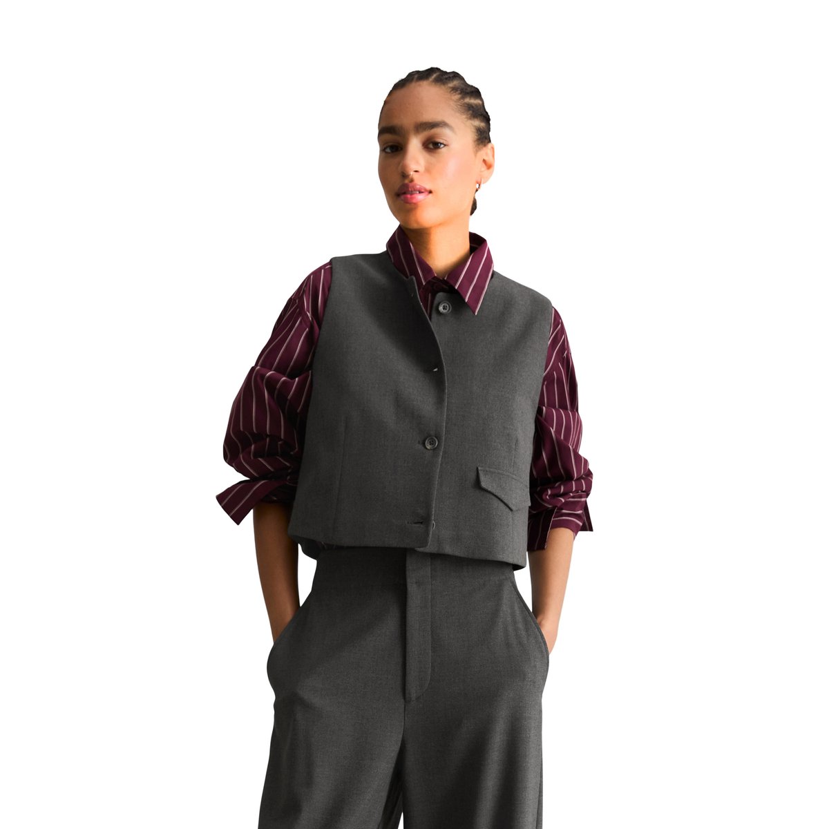 Gilet de costume ample avec LENZING™ ECOVERO™ gris, MARC O’POLO DENIM