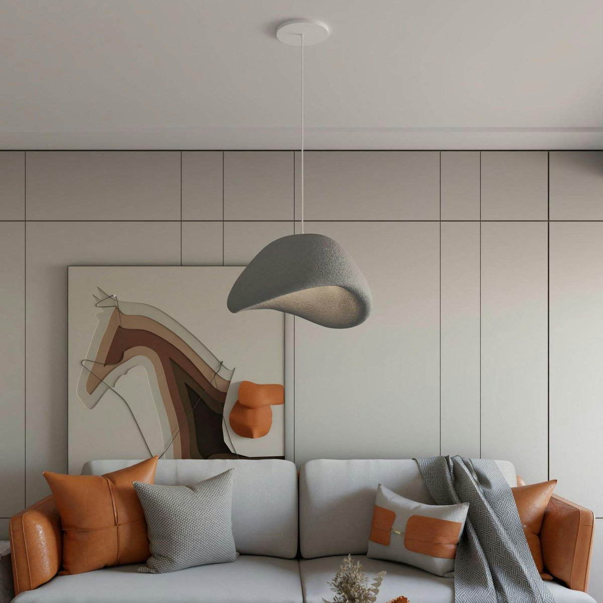 Suspension forme organique wabi-sabi NOXIS gris, PIER IMPORT