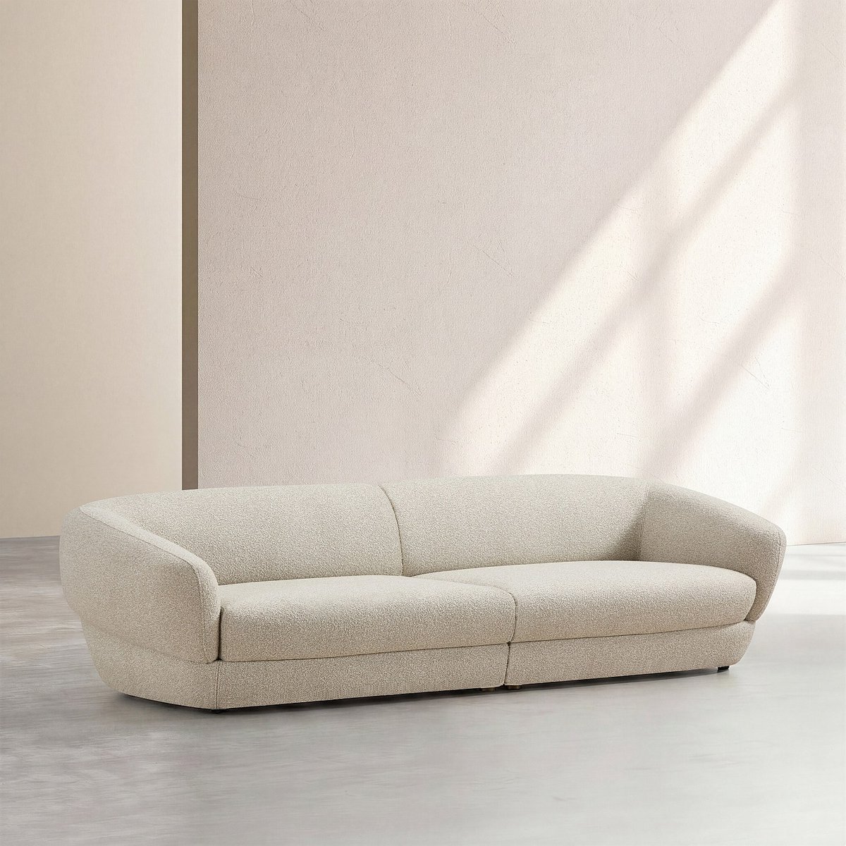 Canapé en tissu bouclette courte TEGLIO beige, HABITAT