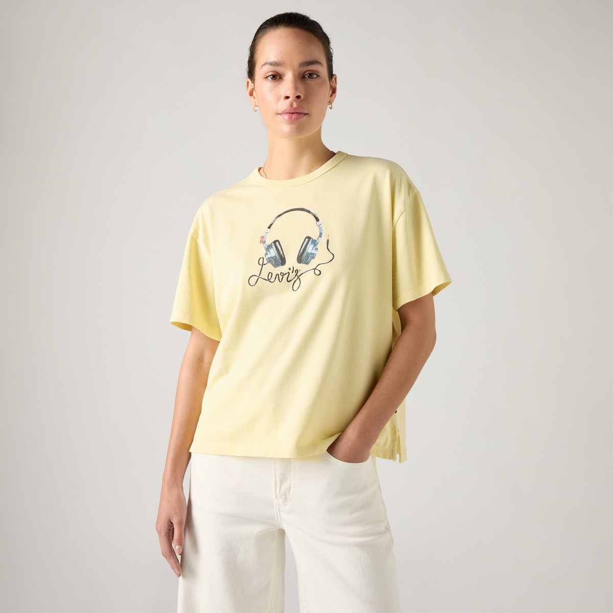 T-shirt graphique Vintage jaune - lse_denim headphones french vanilla, LEVI'S