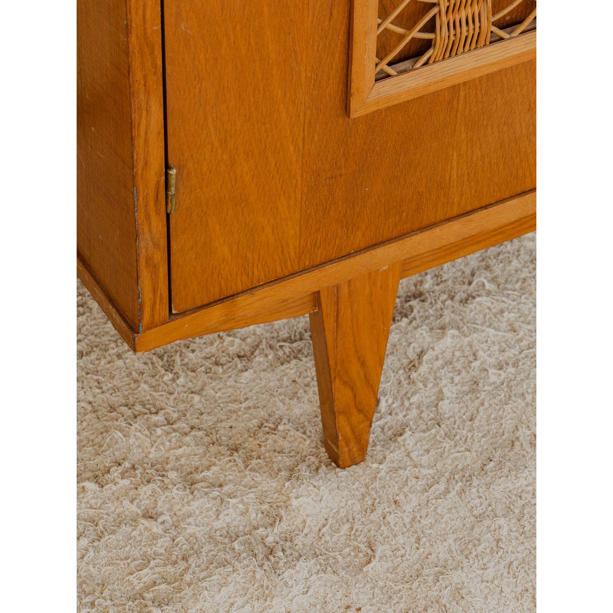 Armoire en bois et rotin Magda N°716 - Bon état bois clair, DEBONGOUT