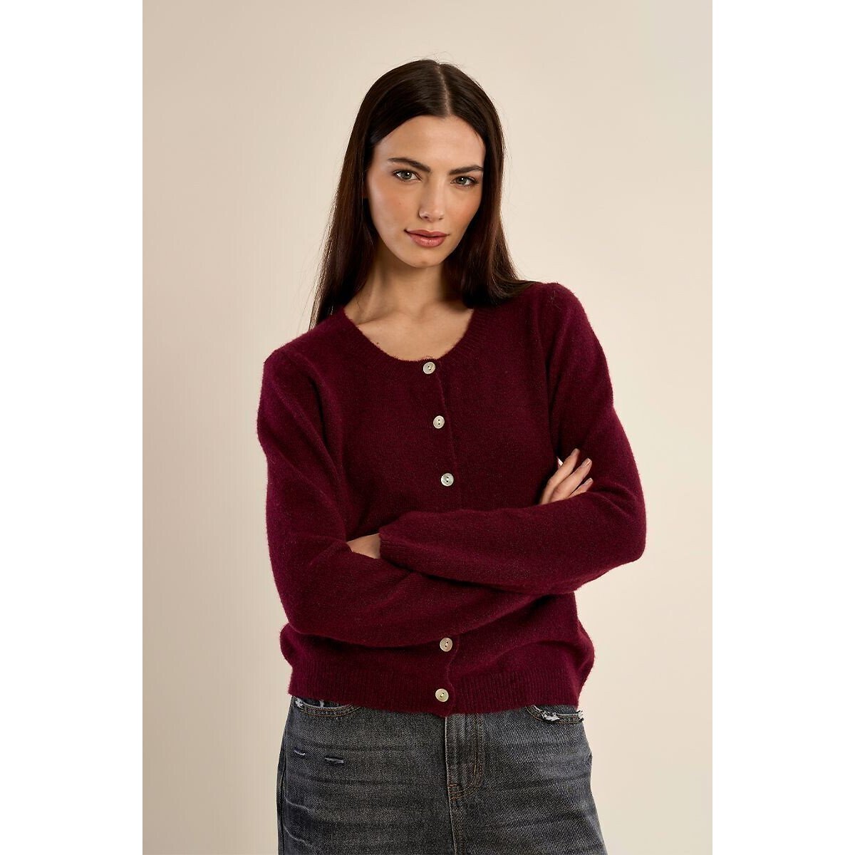 Gilet manches longues col rond rouge, MOLLY BRACKEN