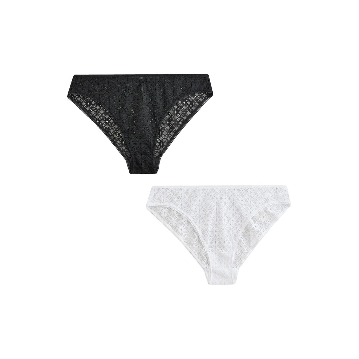 Slip en dentelle, lot de 2 noir/blanc, NEXT