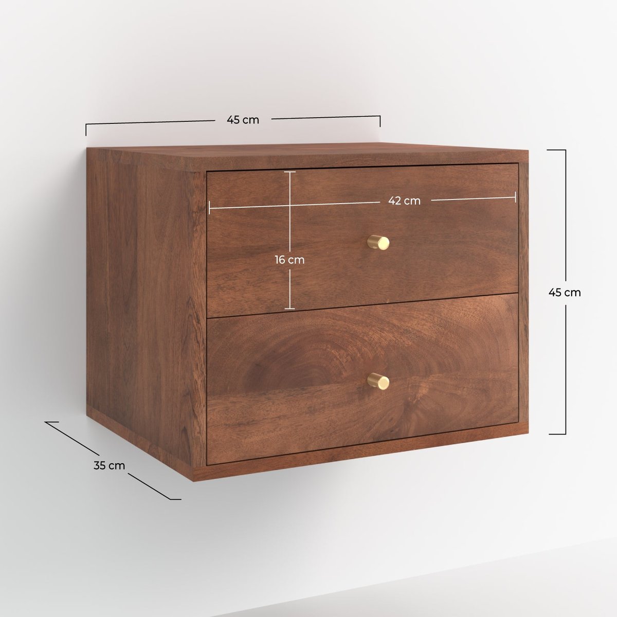 Table de chevet suspendue en bois de manguier - ORÉA marron, MAISON PAVANE