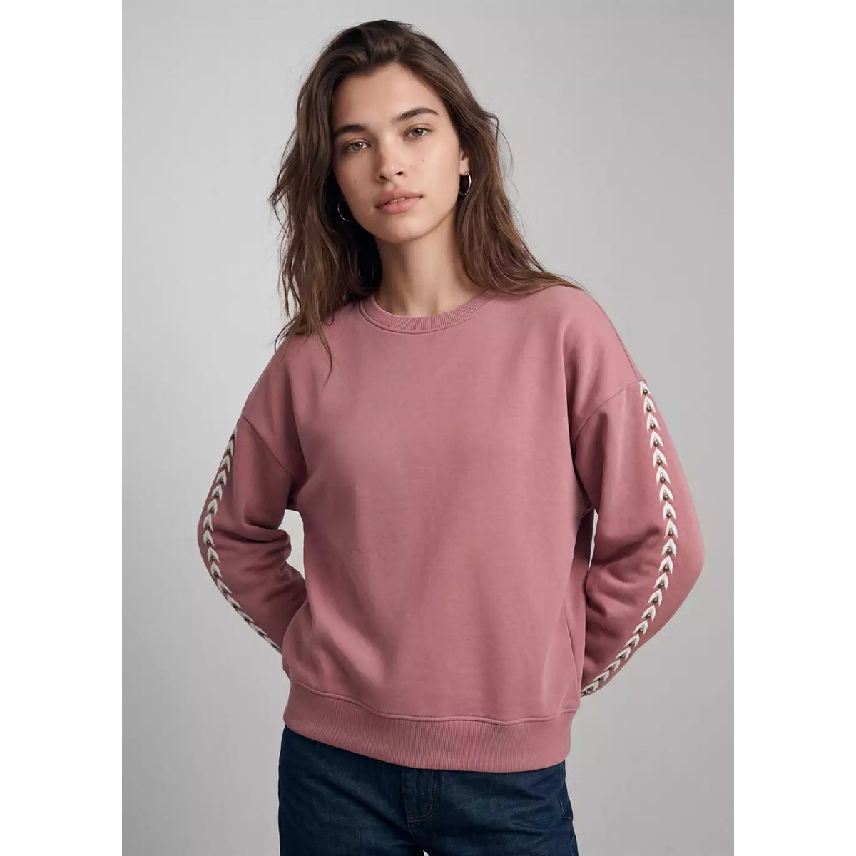 Sweat-shirt clouté rose, MANGO TEEN