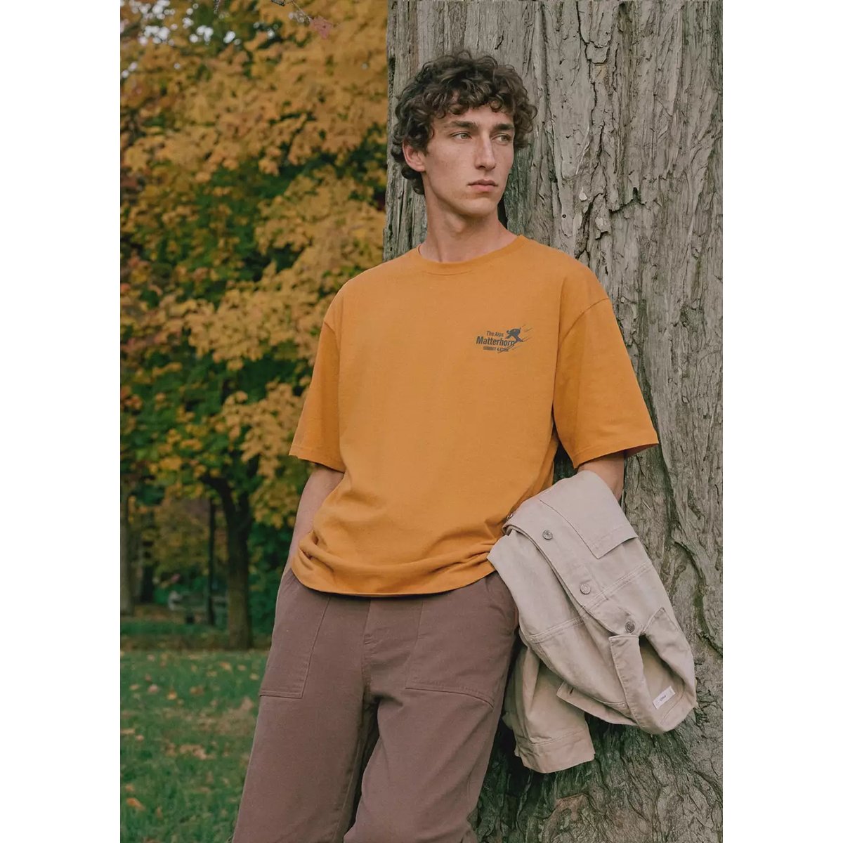 T-shirt coton imprimé montagne moutarde, MANGO TEEN