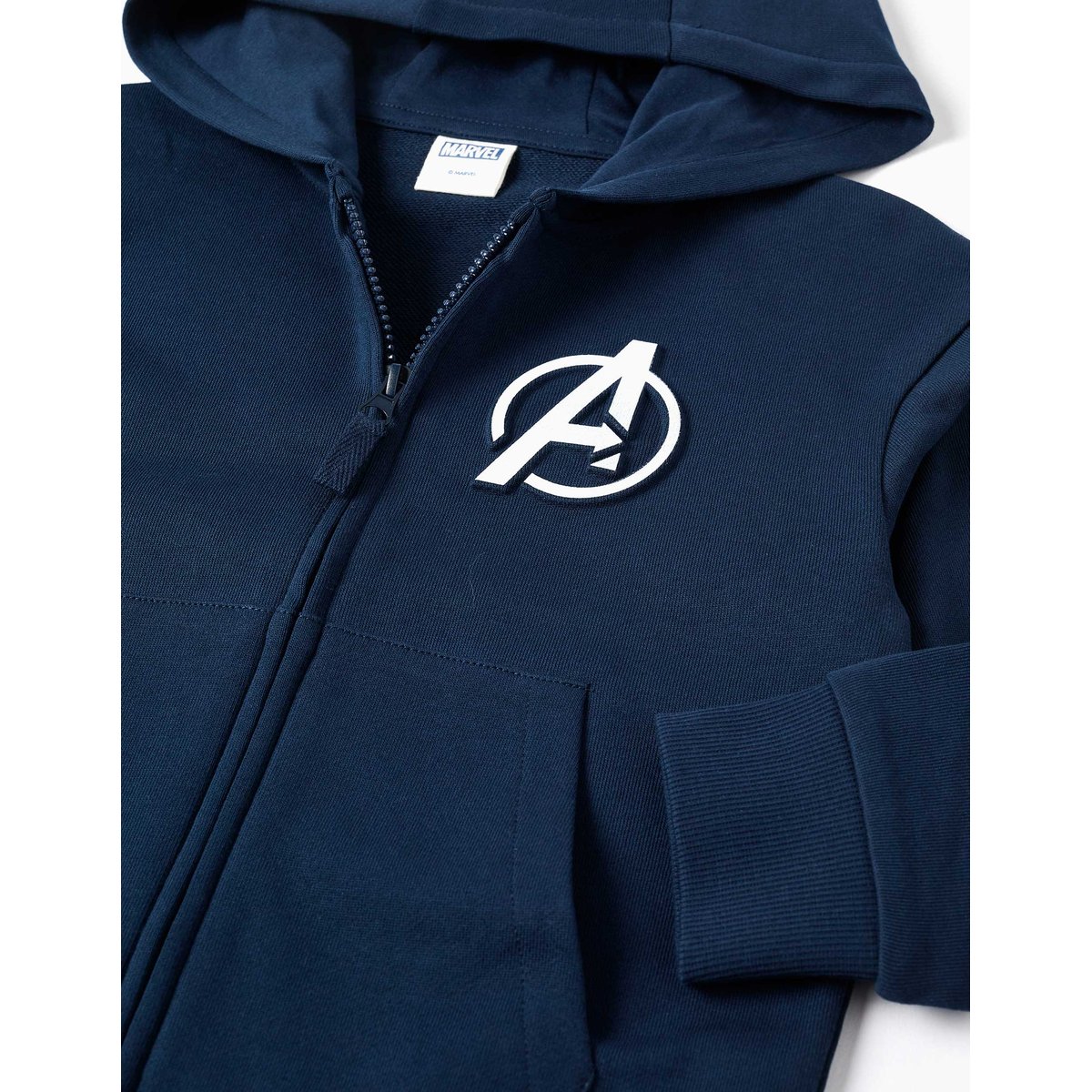 Sweat zippé en coton avec capuche et imprimés Avengers bleu foncé, ZIPPY