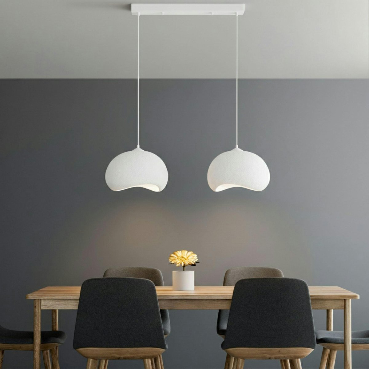 Suspension blanche îlot cuisine 2 lampes 80 cm NOXIS blanc, PIER IMPORT