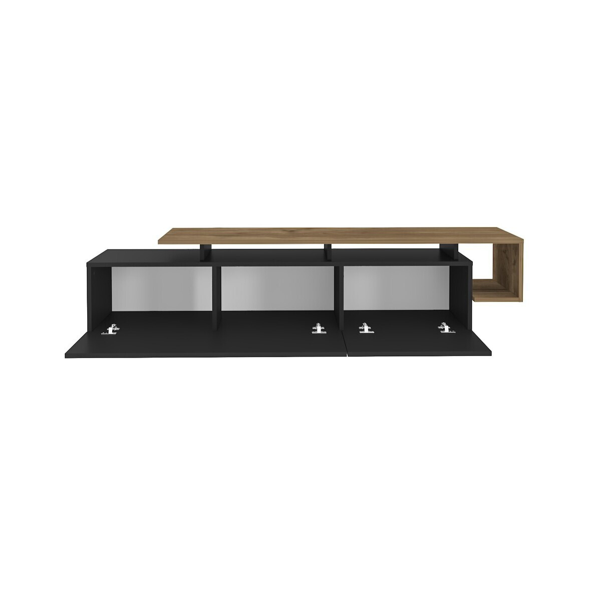 Meuble TV 2 portes abattantes STRATO noyer/ noir, CALICOSY