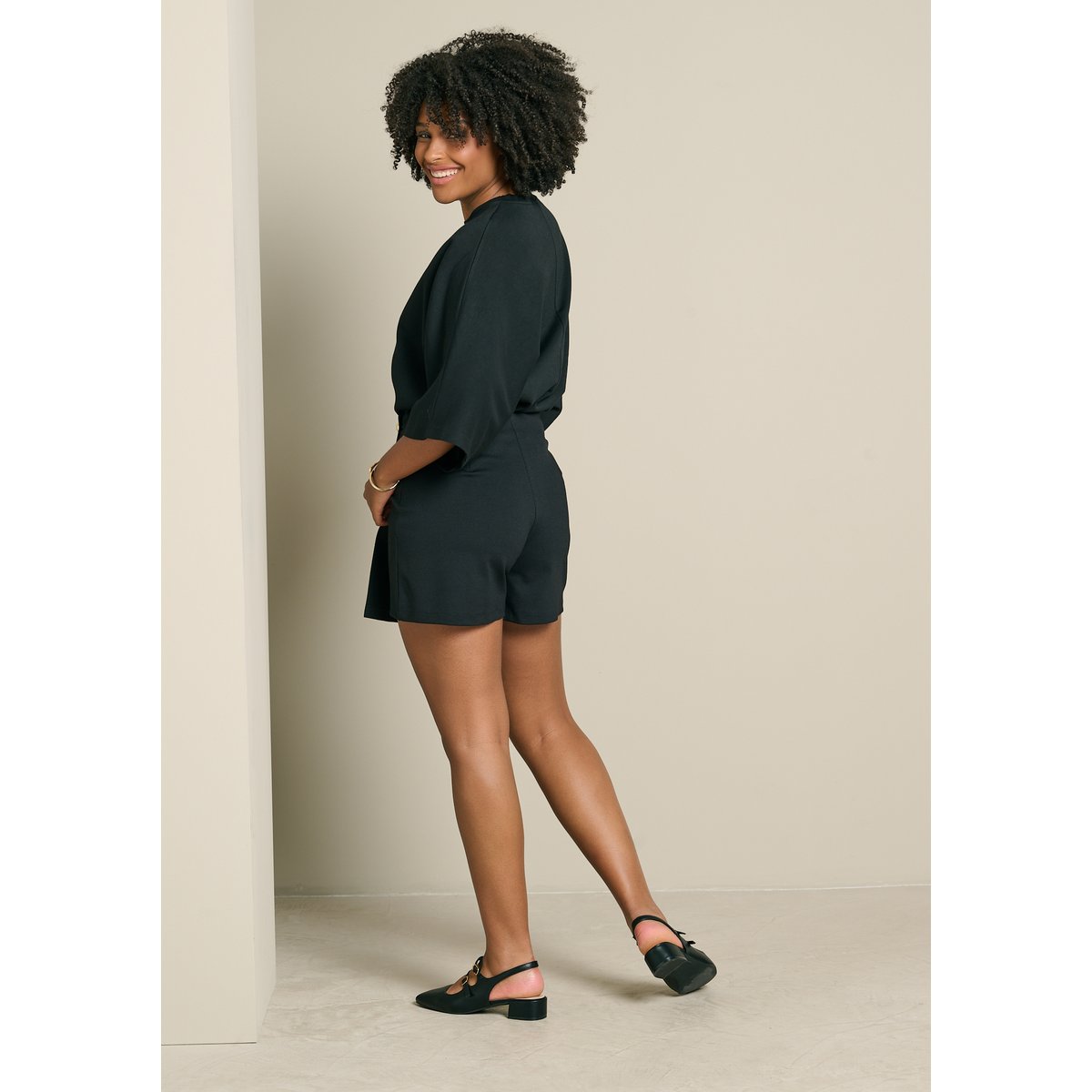 Jupe-short portefeuille noir, LOLALIZA