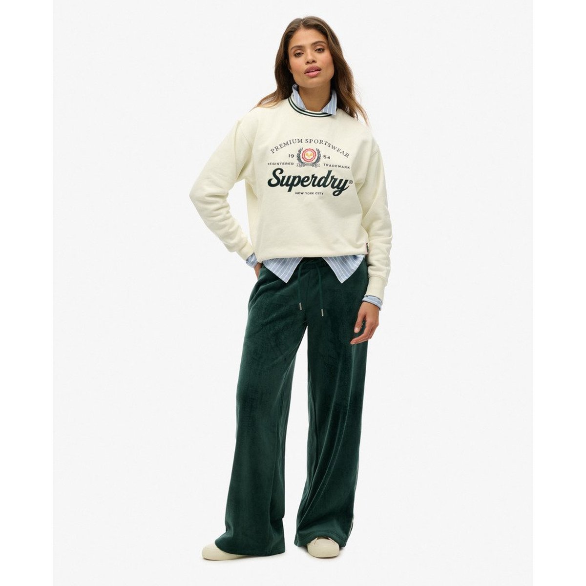 Pantalon de survêtement en velours Country Club vert émail, SUPERDRY