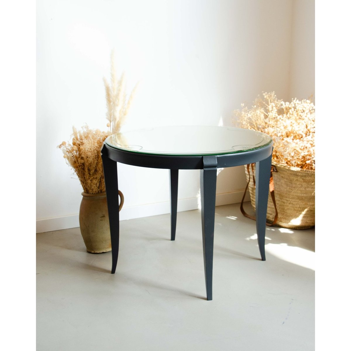 Table basse avec miroir Donna N°1034 - Bon état gris, DEBONGOUT
