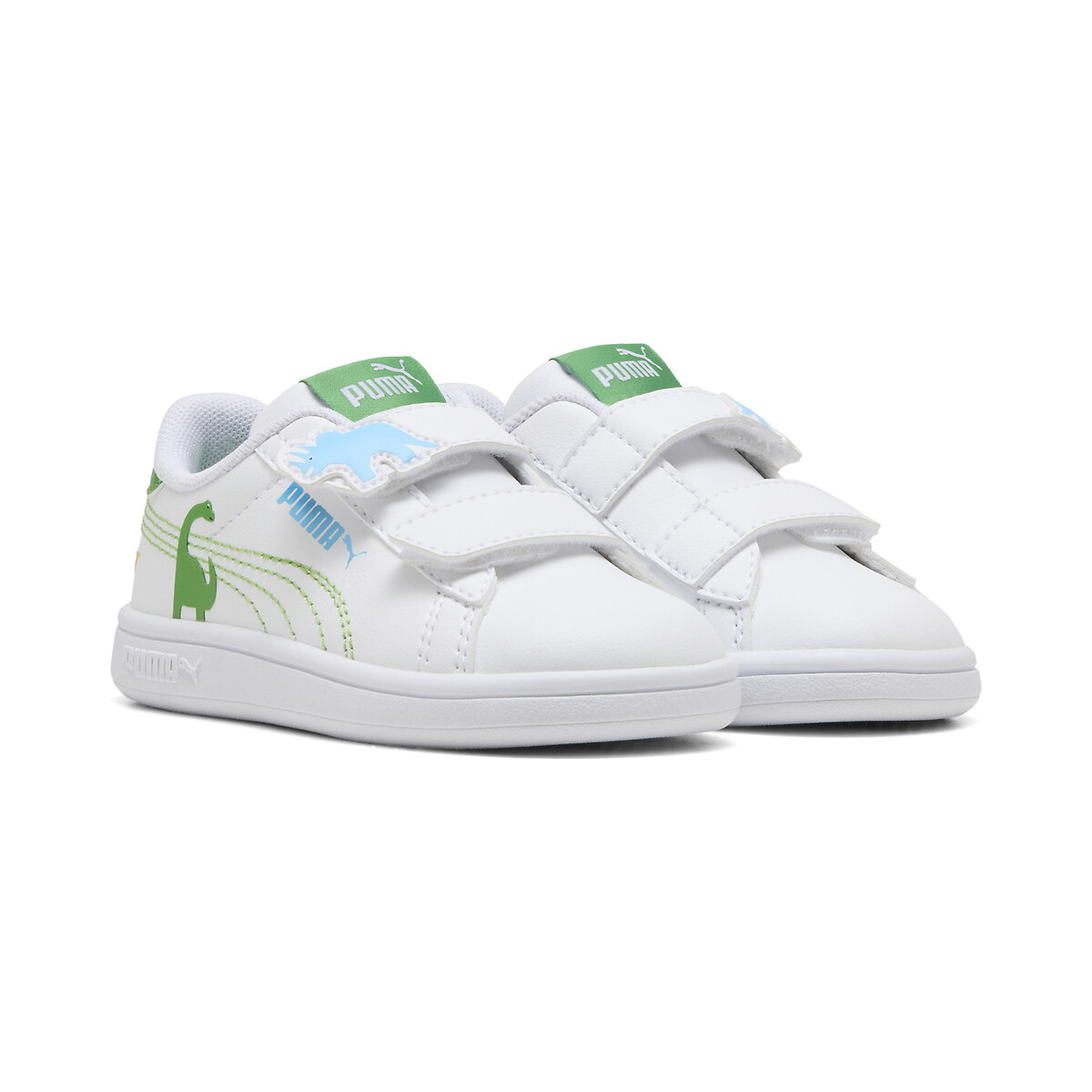 Zapatillas con velcro SMASH 3.0 DINO V blanco/verde , PUMA
