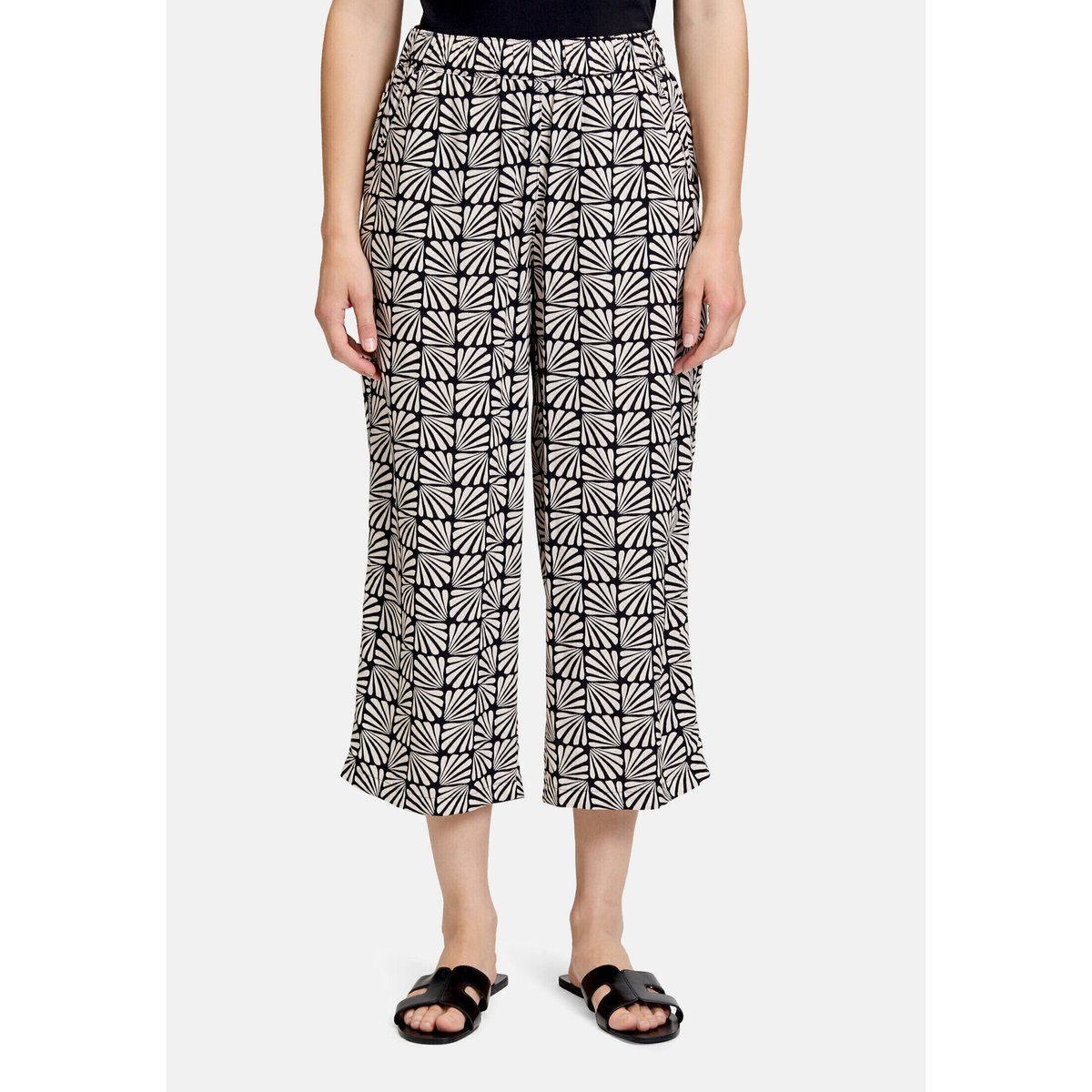 Pantalon à enfiler à poches extérieures noir/beige, BETTY BARCLAY