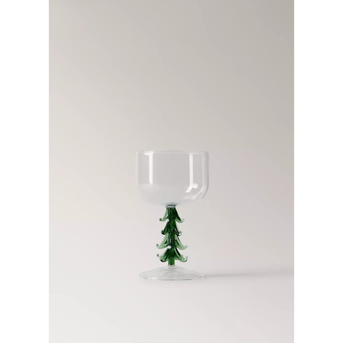 Verre à pied avec détail sapin vert forêt, MANGO HOME