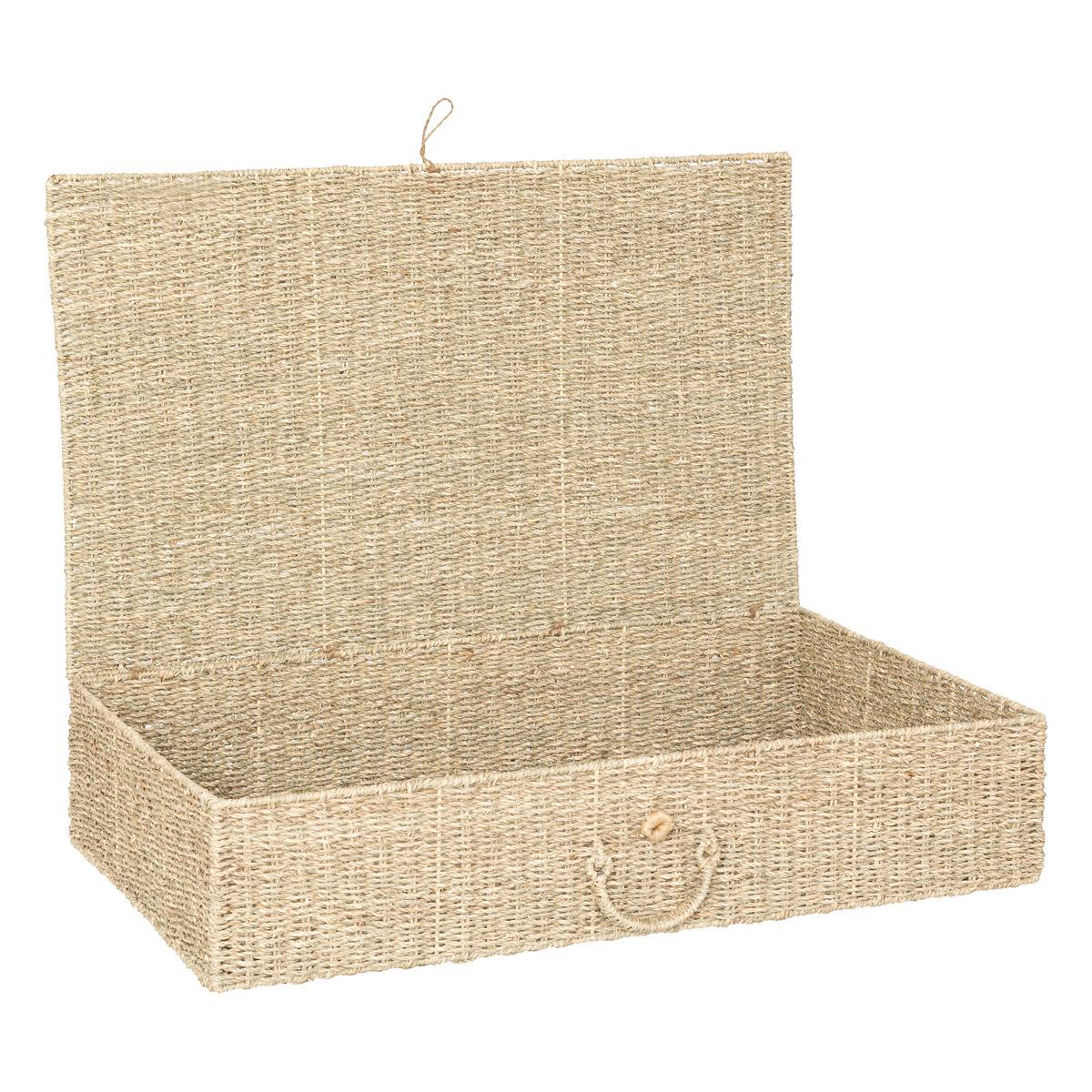 Lot de 2 paniers XL en paille tressée à poignées CORA beige, ATMOSPHERA