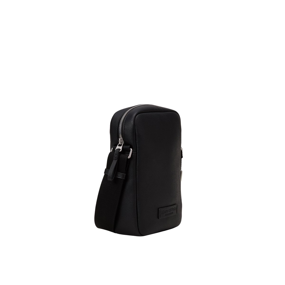 Sac à bandoulière modèle Felix fabriqué à partir d'un substitut de cuir en polyester recyclé noir, MARC O'POLO