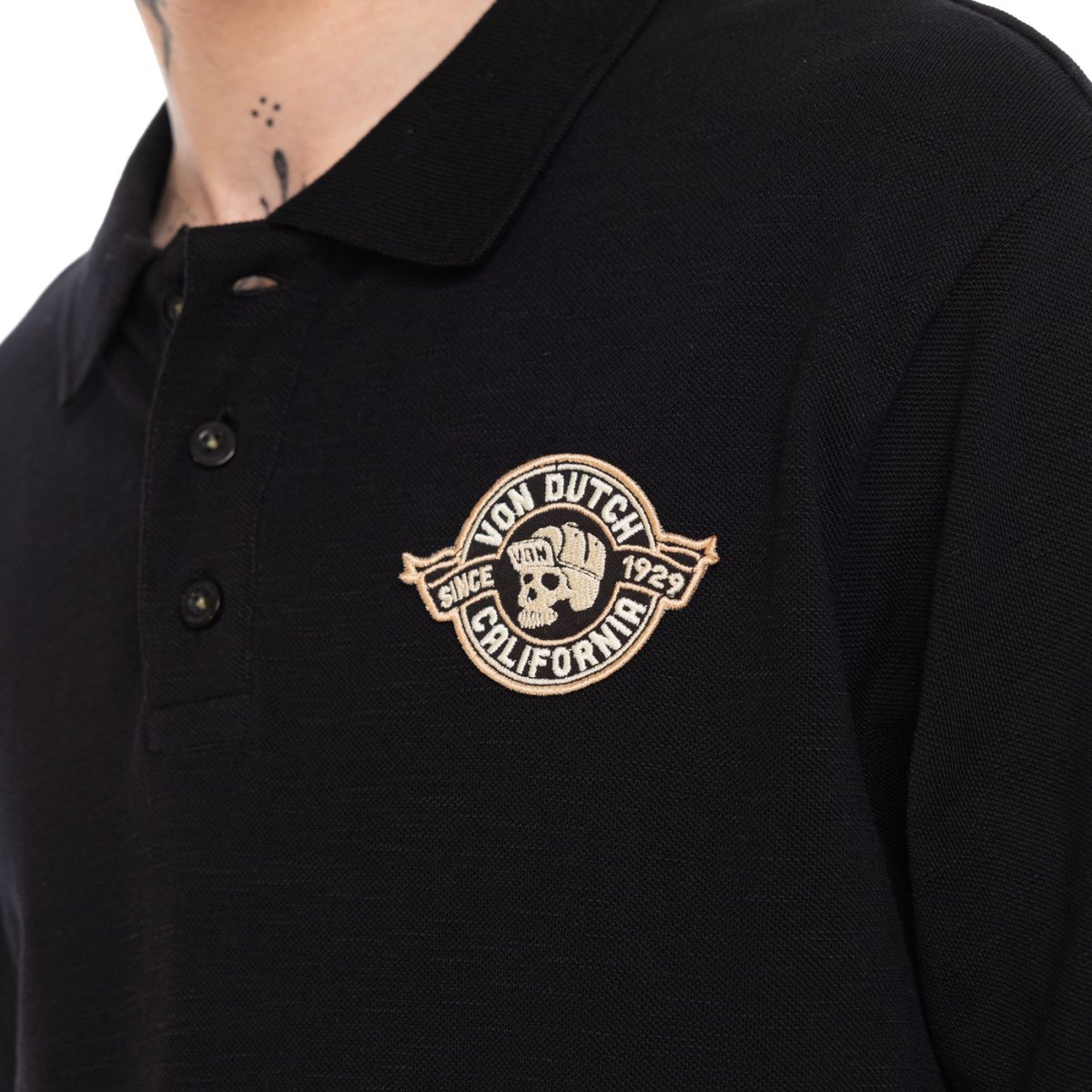 Polo coton piqué RAPH noir/beige, VON DUTCH