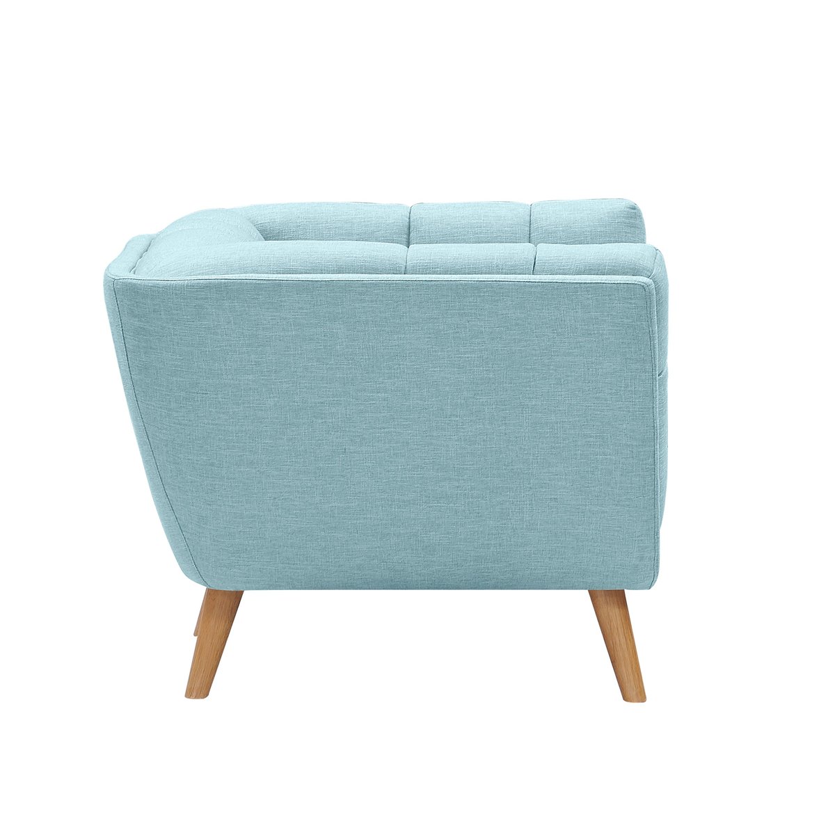 Fauteuil capitonné en tissu - CARMEN bleu clair, MAISON PAVANE