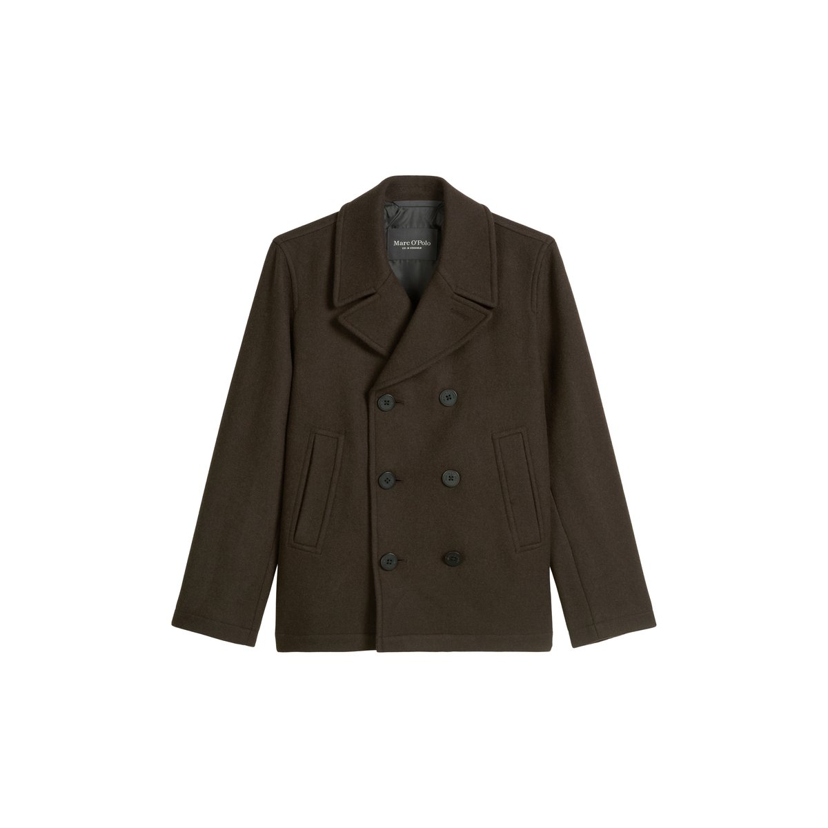 Veste caban régulière en mélange dense de laine de mouton marron foncé, MARC O'POLO