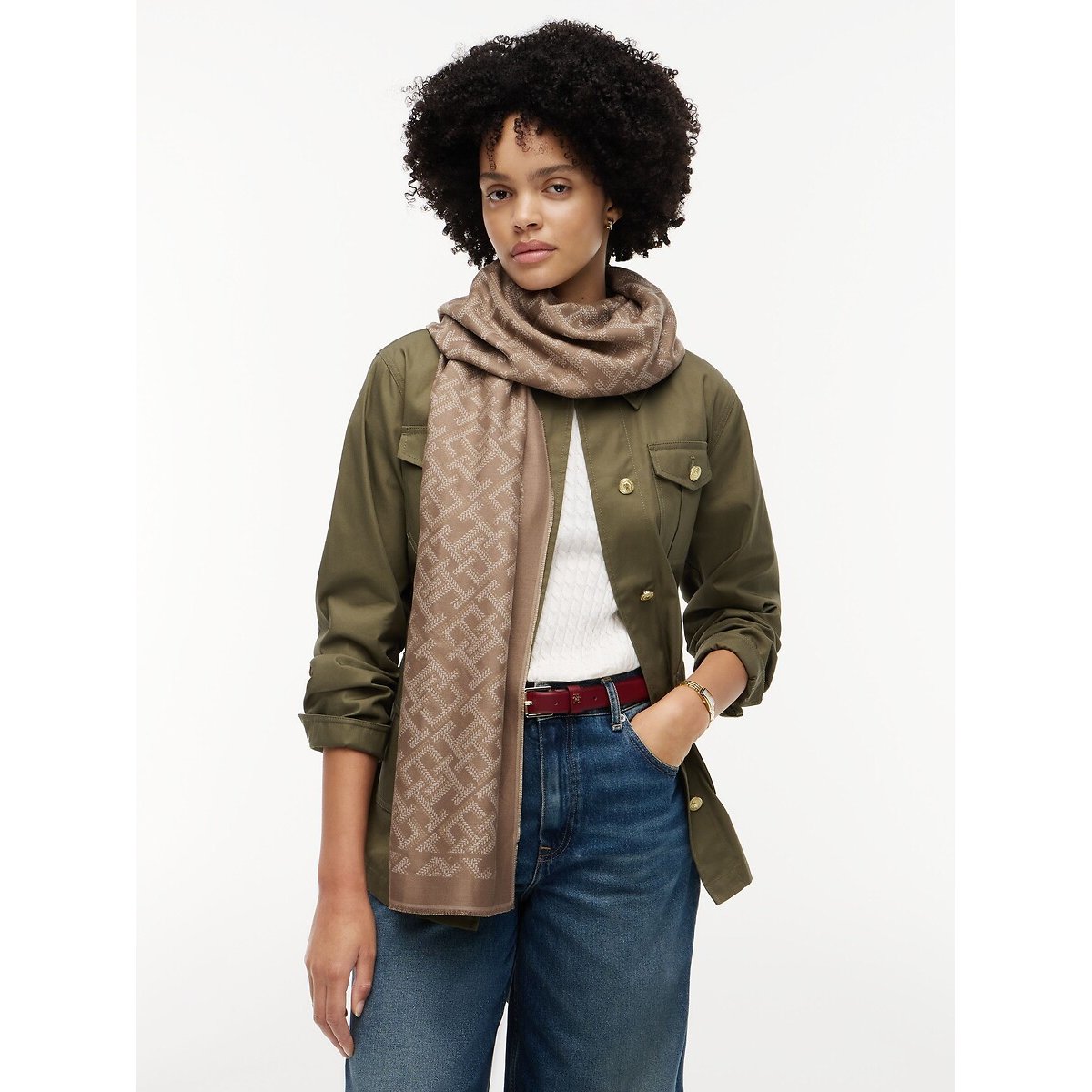 Sciarpa in modal, MONOGRAM beige, TOMMY HILFIGER