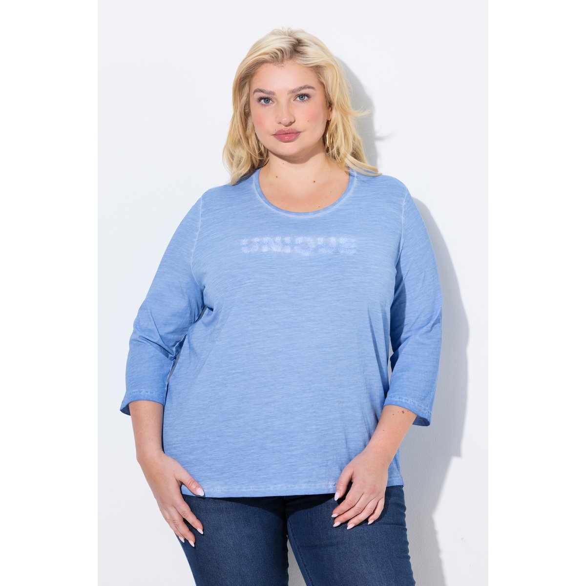 T-shirt message brodé, collection Classic bleu clair, ULLA POPKEN