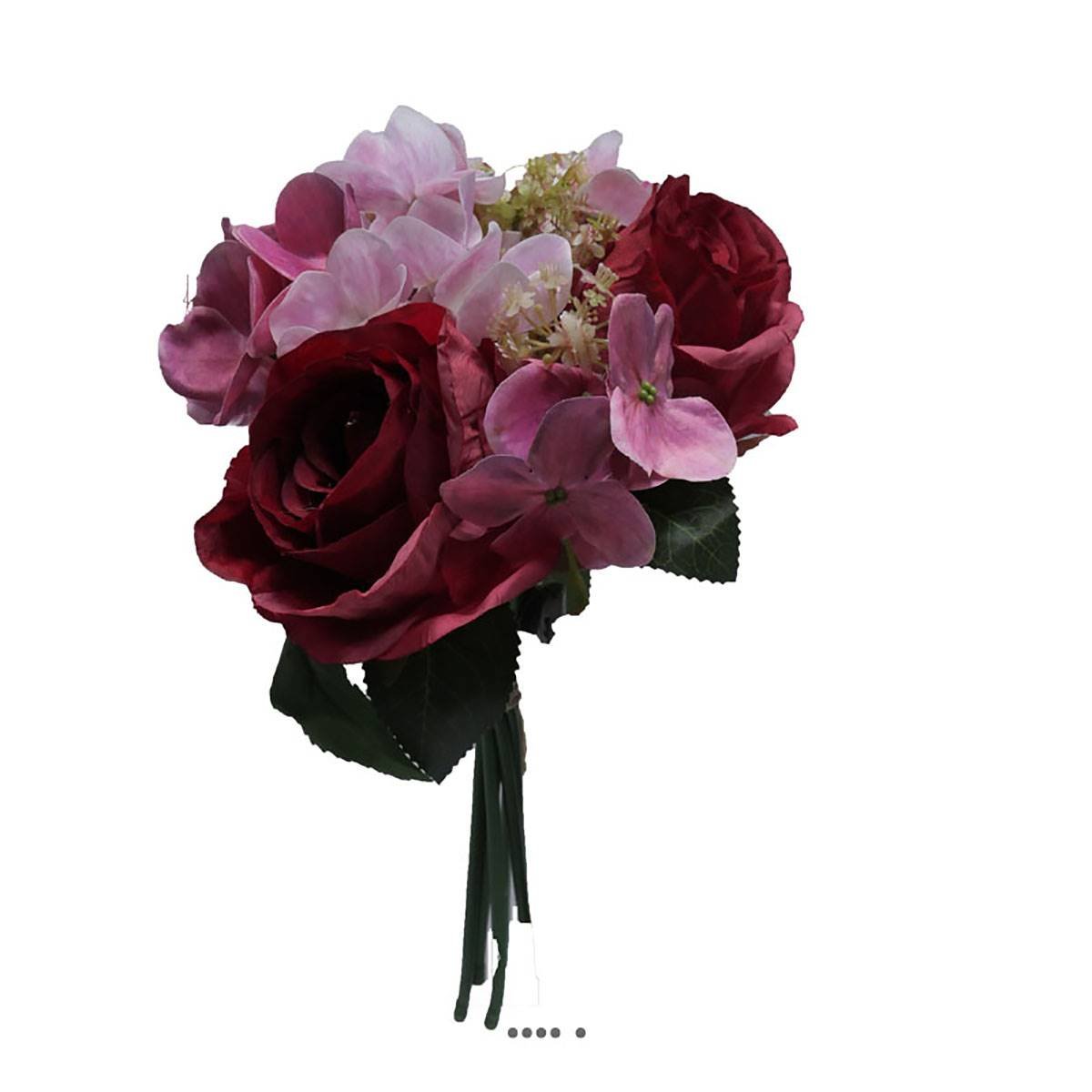Bouquet de fausses roses et hortensias H 30 rose, ARTIFICIELLES