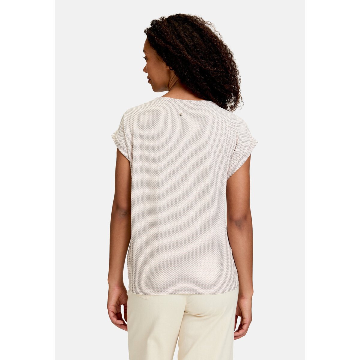 Haut casual de texture ondulée blanc/marron, BETTY & CO