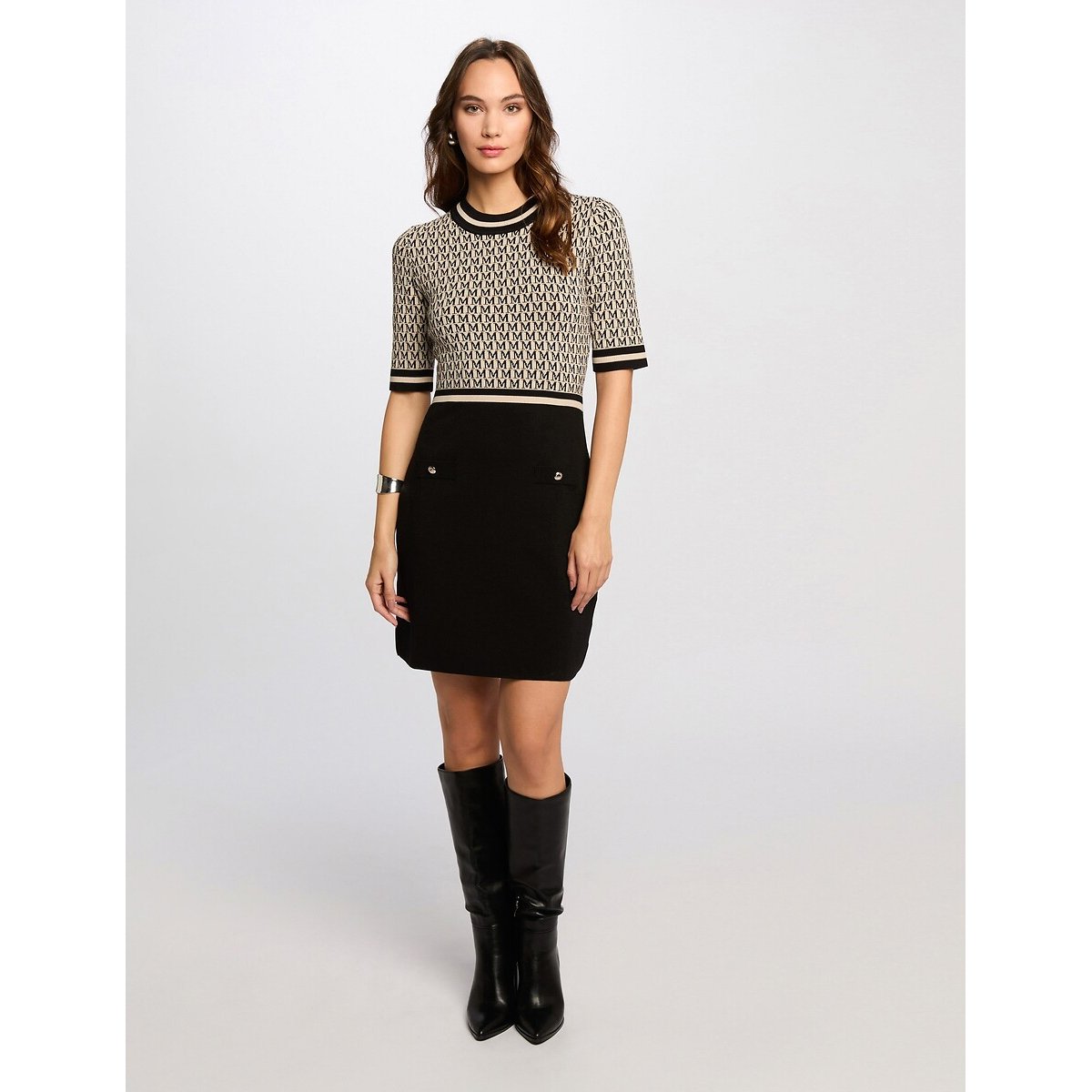 Fitted Knitted Mini Dress black, MORGAN