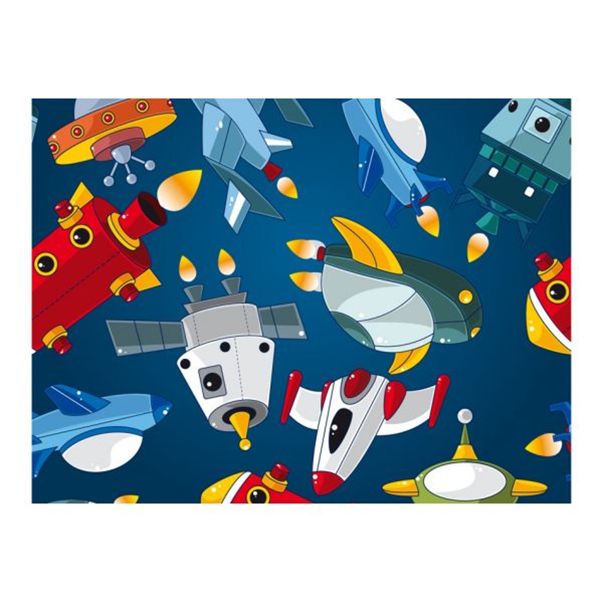Papier peint intissé panoramique Pour enfants Véhicules spatiaux bleu, EDEN