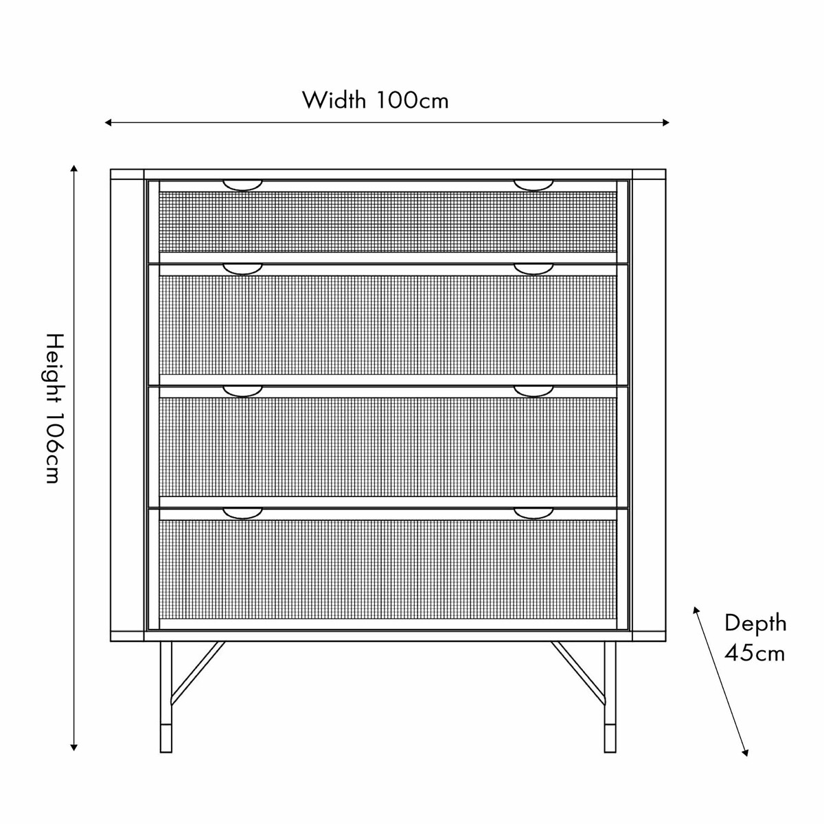 Fenix Acacia Rattan 4 Drawer Chest black/natural, ÉDITÉ
