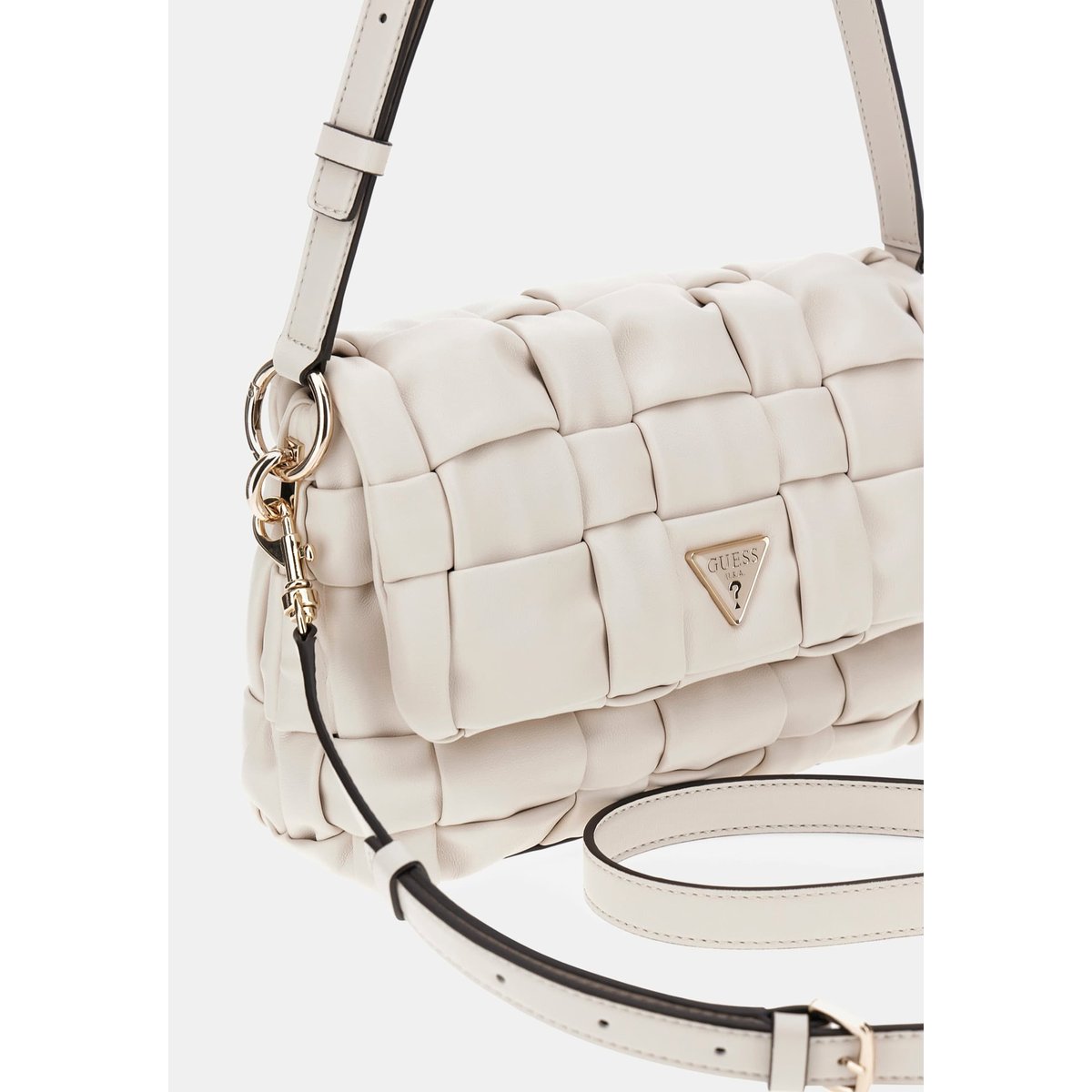 Sac À Bandoulière Marion Tressé crème, GUESS