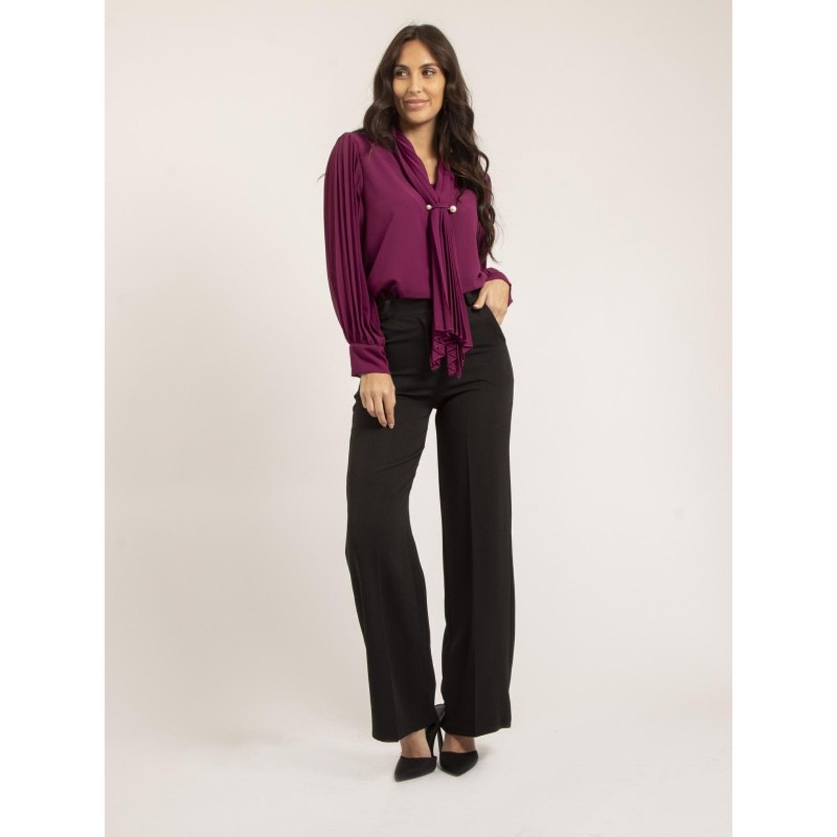 Pantalon Coupe Droite Emeline noir, DONA LISA