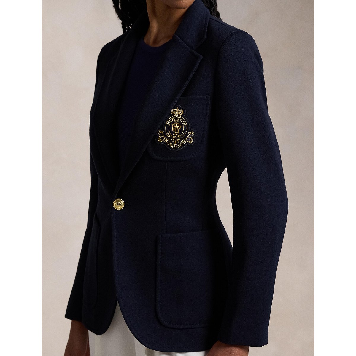 Veste blazer avec blason brodé marine, POLO RALPH LAUREN