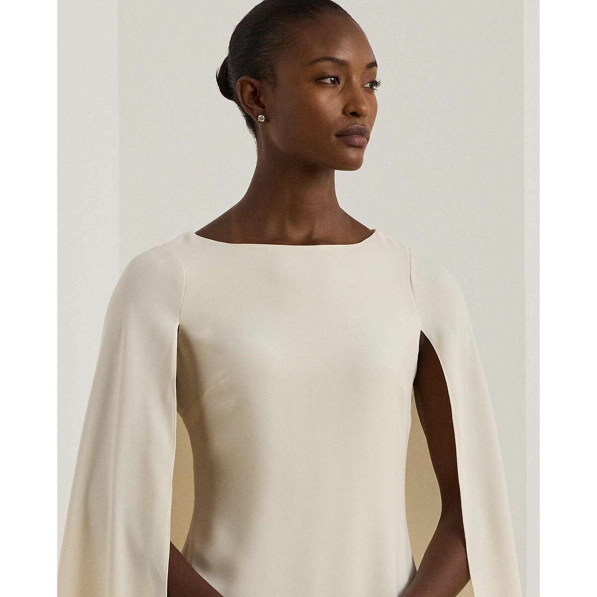 Robe courte cocktail col bateau cape PETRA ecru, LAUREN RALPH LAUREN