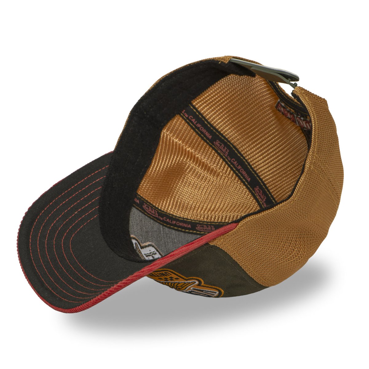 Casquette Trucker S-CURVED rouge/orange/kaki foncé/moutarde, VON DUTCH