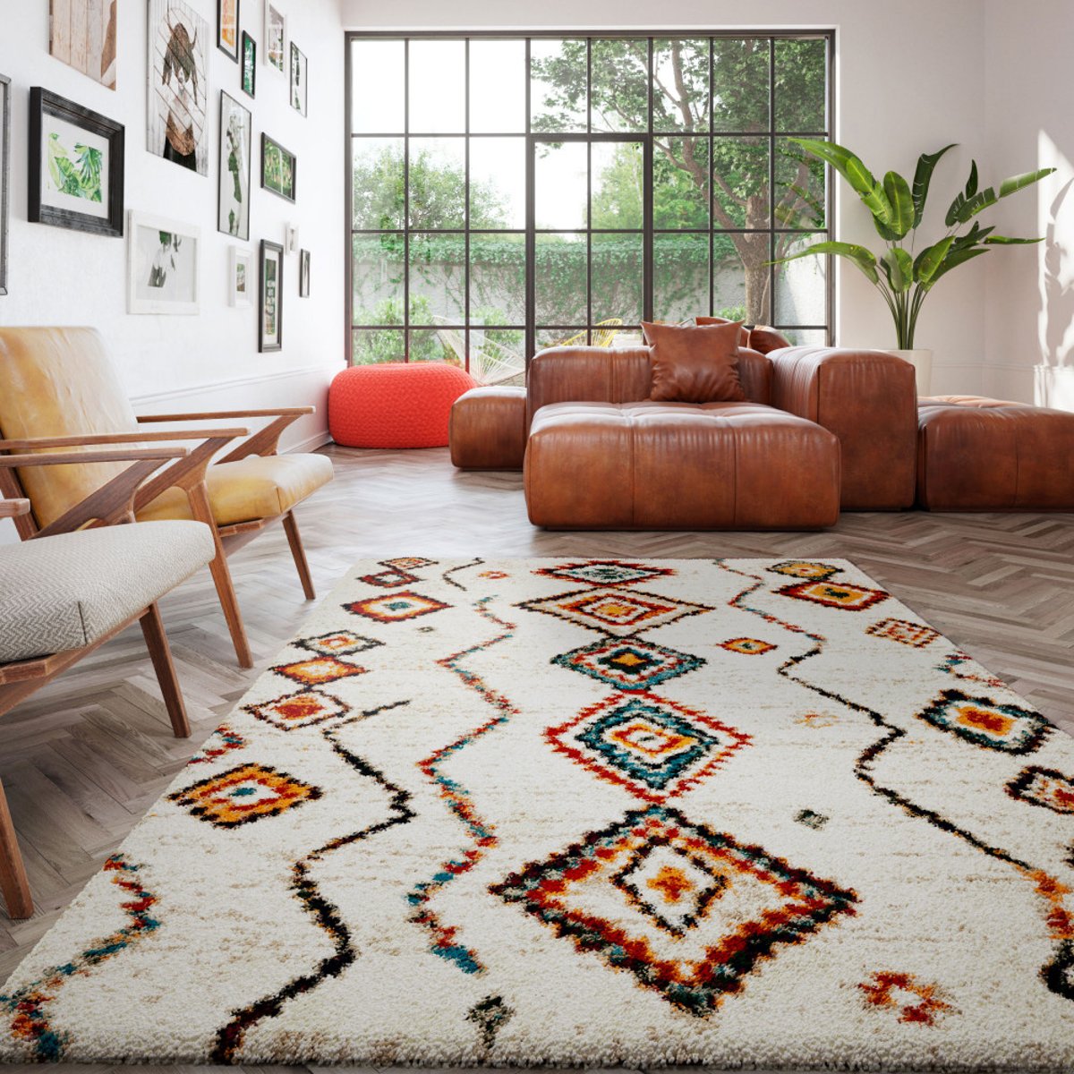 Tapis d'inspiration berbère à motif ethnique- ZAZY multicolore, DRAWER