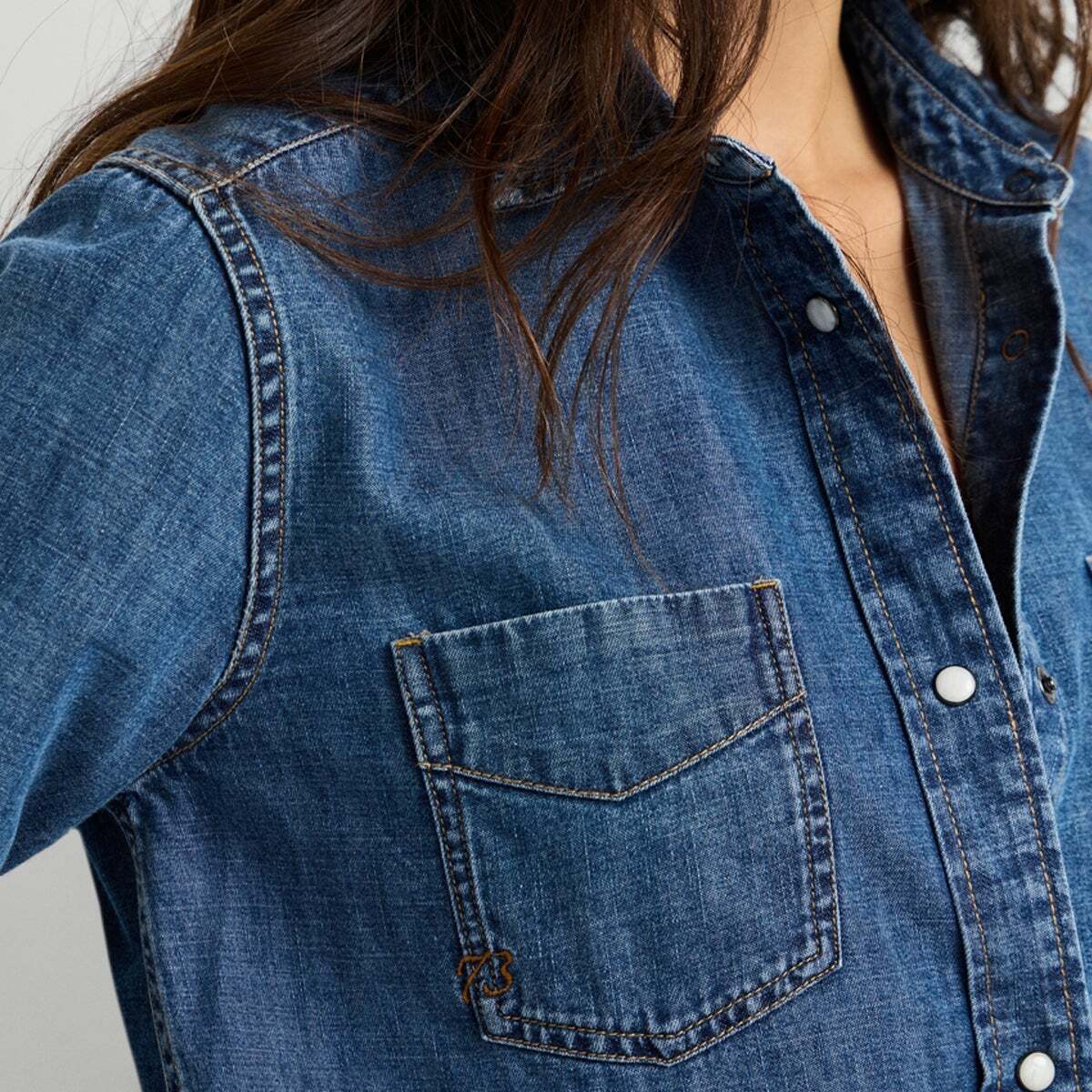 Chemise Coupe Regular En Denim 6.25 oz bleu shirting denim, PEPE JEANS