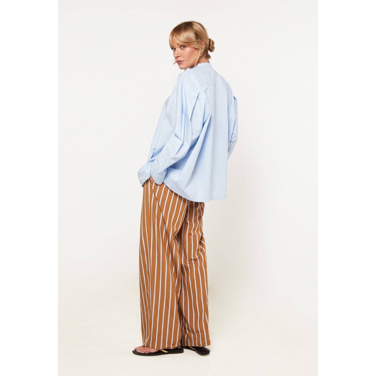 Chemise oversize col officier en coton bleu ciel, RODIER