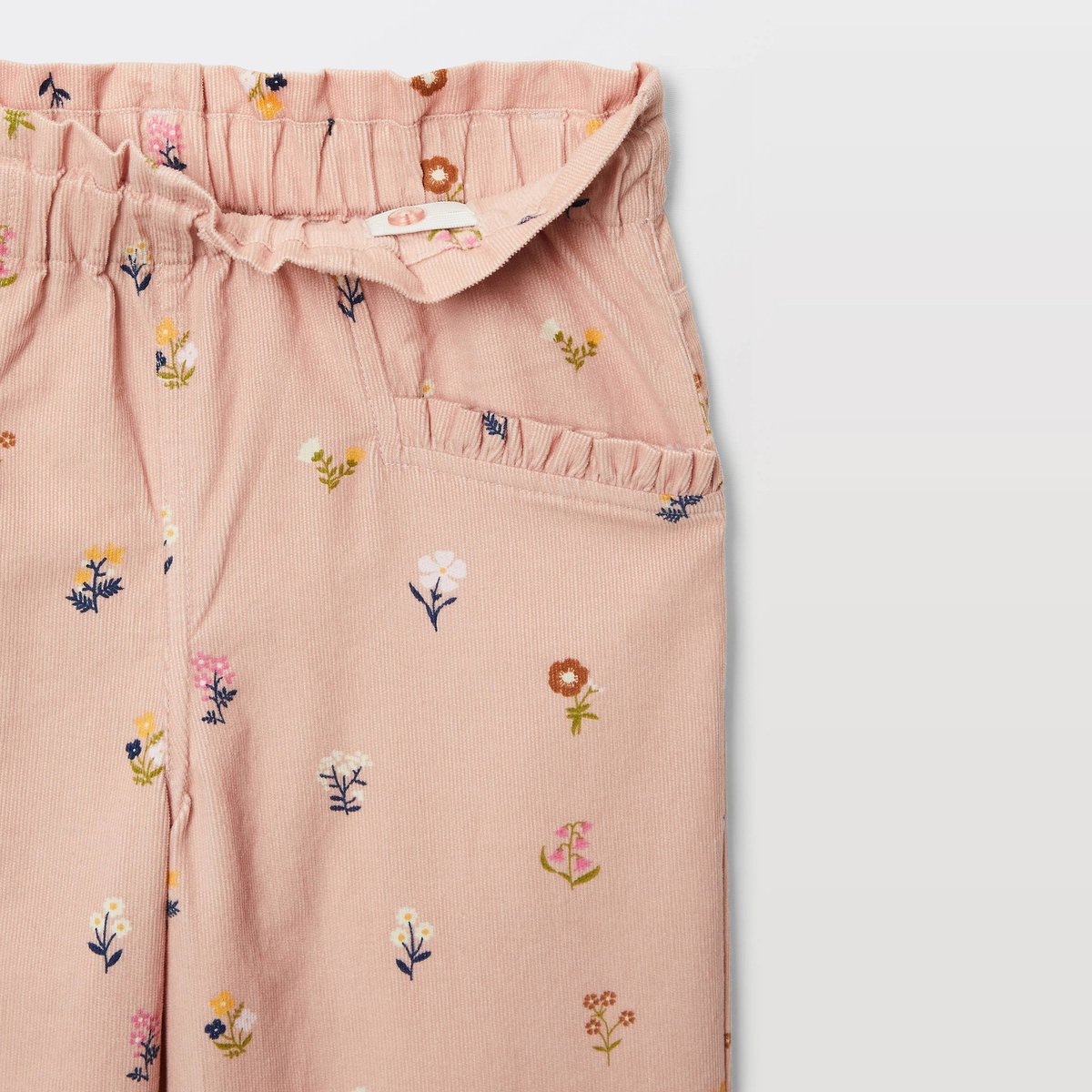 Pantalon en velours côtelé imprimé en coton misty, MONOPRIX