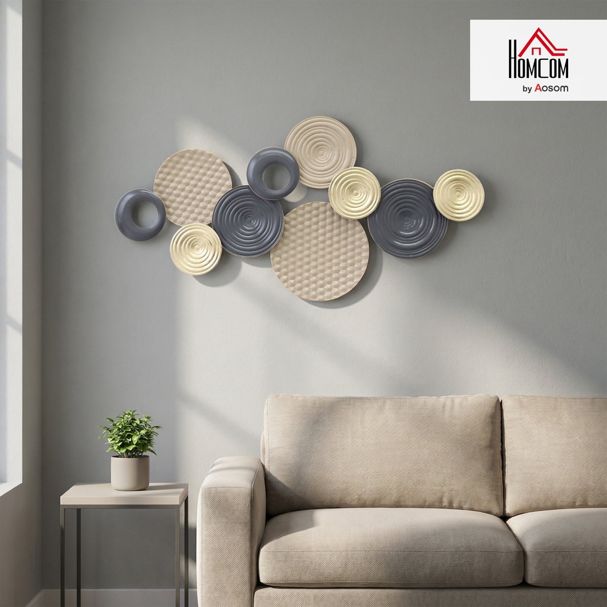 Metal Wall Décor Métal Kaki noir, HOMCOM