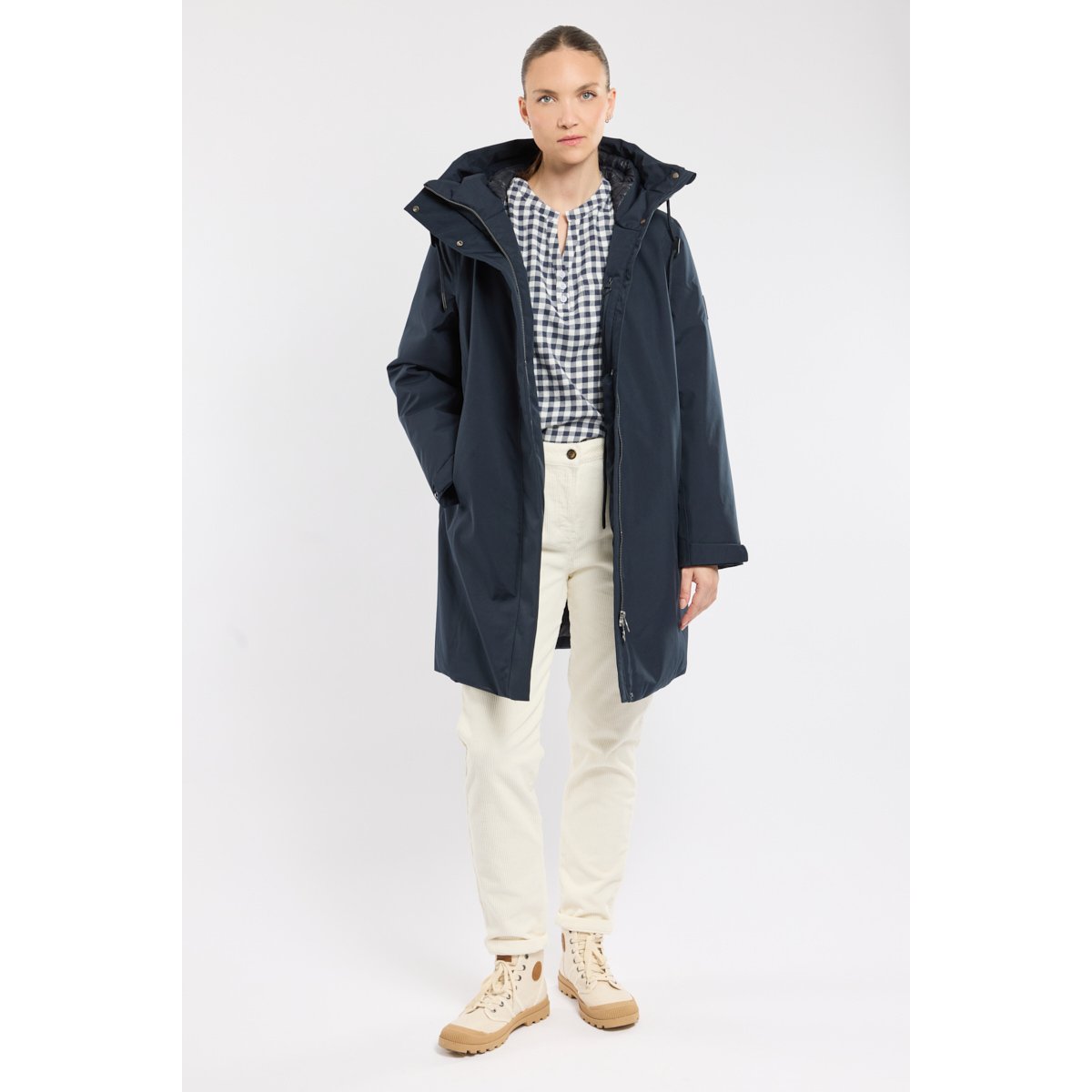 Parka longue BROSKOS - polyester recyclé marine, BERMUDES