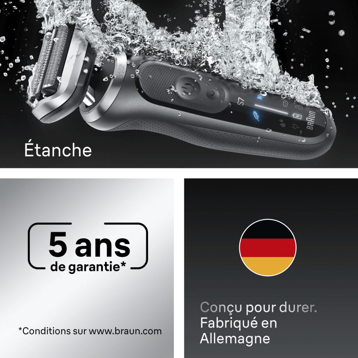 Rasoir électrique Series 7 72-G7200cc Clean&Charge couleur unique, BRAUN