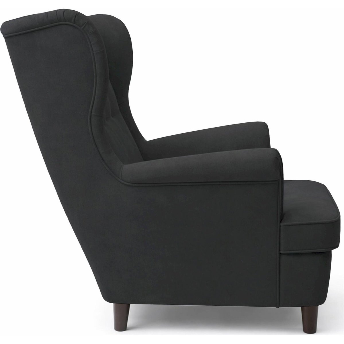 Fauteuil bergère en velours MALMELLO gris anthracite velours, RECOLLECTION