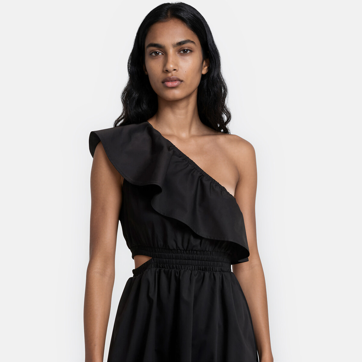 Robe longue asymétrique à volant noir, LA REDOUTE COLLECTIONS