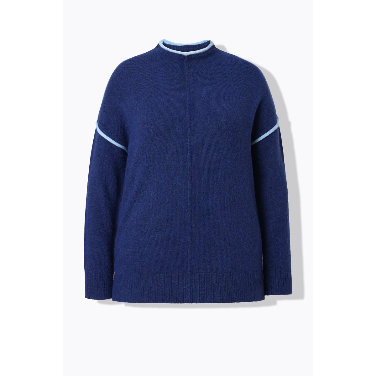 Pull oversize, bordures contrastantes bleu foncé, ULLA POPKEN
