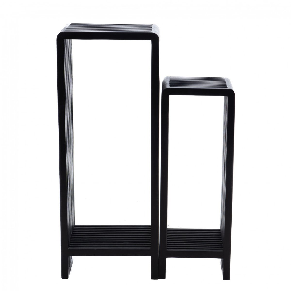Lot de 2 sellettes en teck recyclé H68 cm Calopsite noir, AMADEUS