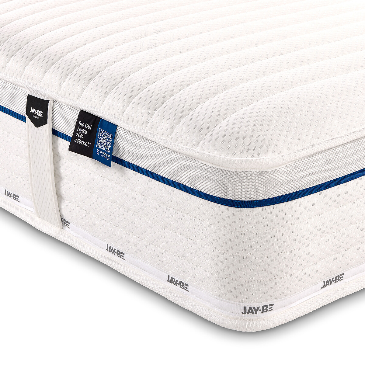 Jay-Be® Bio Cool Hybrid 2000 e-Pocket Eco-Friendly Mattress white/blue, JAY-BE